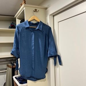 Cornflower Blue Short Sleeved Blouse
